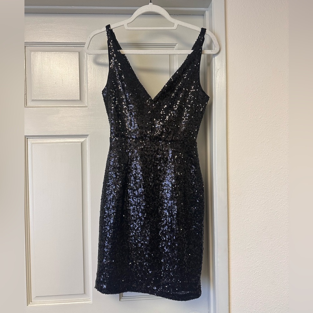 Lulu's Black Sequin Mini Dress